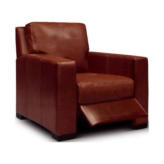 GTR Leather Santiago Top Grain Manual Push-Back Recliner, Russet Brown