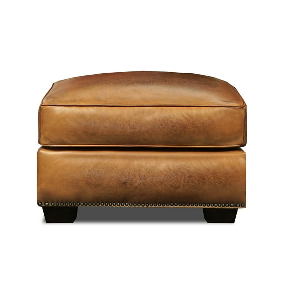 GTR Leather Valencia 100% Top Grain Hand Antiqued Traditional Ottoman