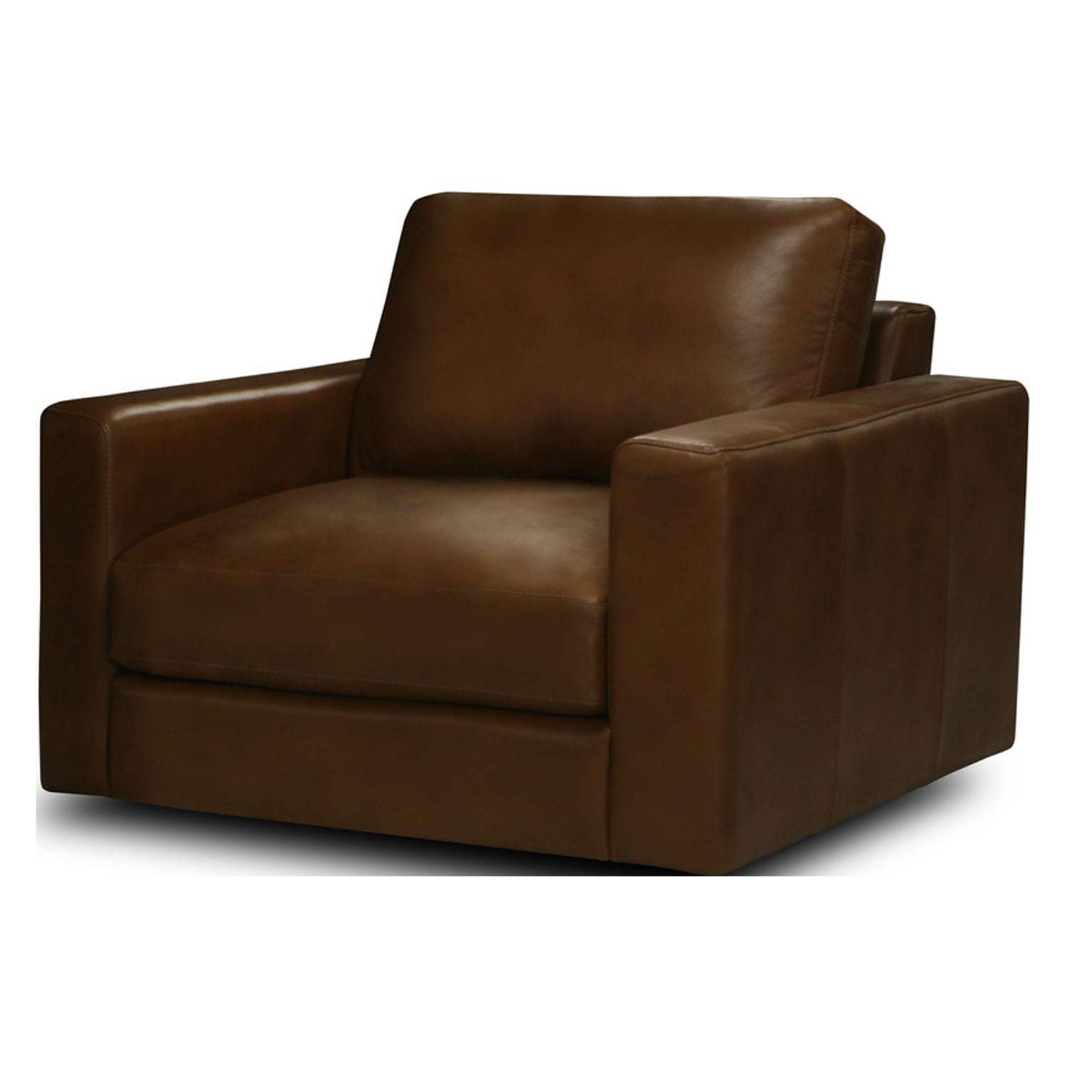 GTR Leather Vancouver 38.5" Wide Upholstered Swivel Chair, Portofino Cinnamon