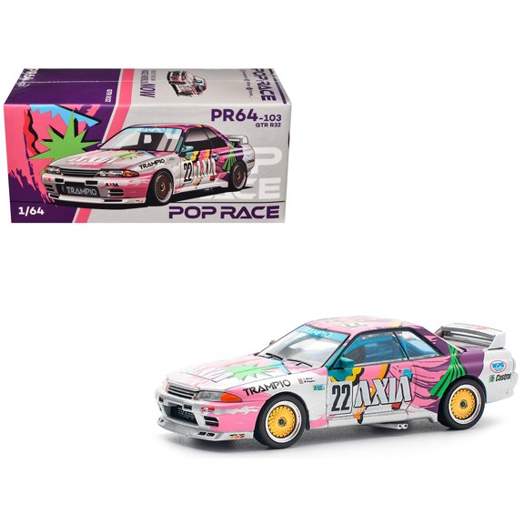 GTR R32 RHD (Right Hand Drive) #22 Masahiko Kageyama - Kazuo Shimizu "Axia" Group A "Japanese Touring Car Championship" (1991) 1/64 Diecast Model Car by Pop Race