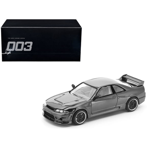 GTR R33 400R RHD (Right Hand Drive) Dark Chrome "The Dark Chrome Series" 1/64 Die-Cast Model Car by Pop Race