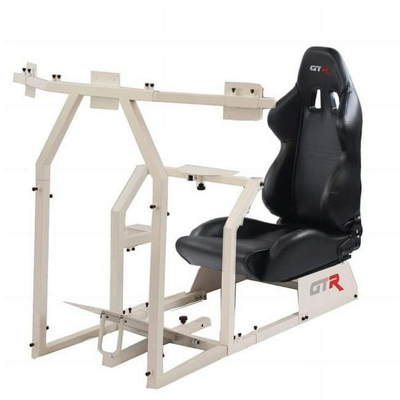 GTR Simulator GTA Triple Monitor Stand for 24 Inch Monitors, White