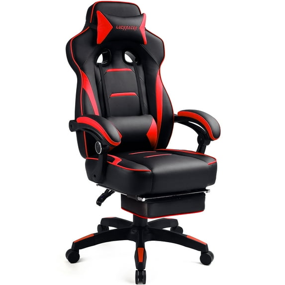 GTPLAYER Gaming Chair with Footrest, Big and Tall Game Chair 350lb Racing Style Computer Chair, Ergonomic Executive Office Chair High Back with Lumbar Support and Recliner, Red