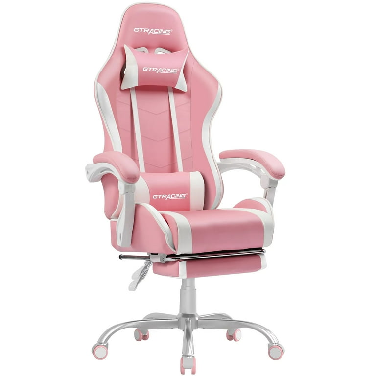 Free Shipping GTRACING Adjustable Height Reclining Office Gaming Chair with Footrest Pink Walmart