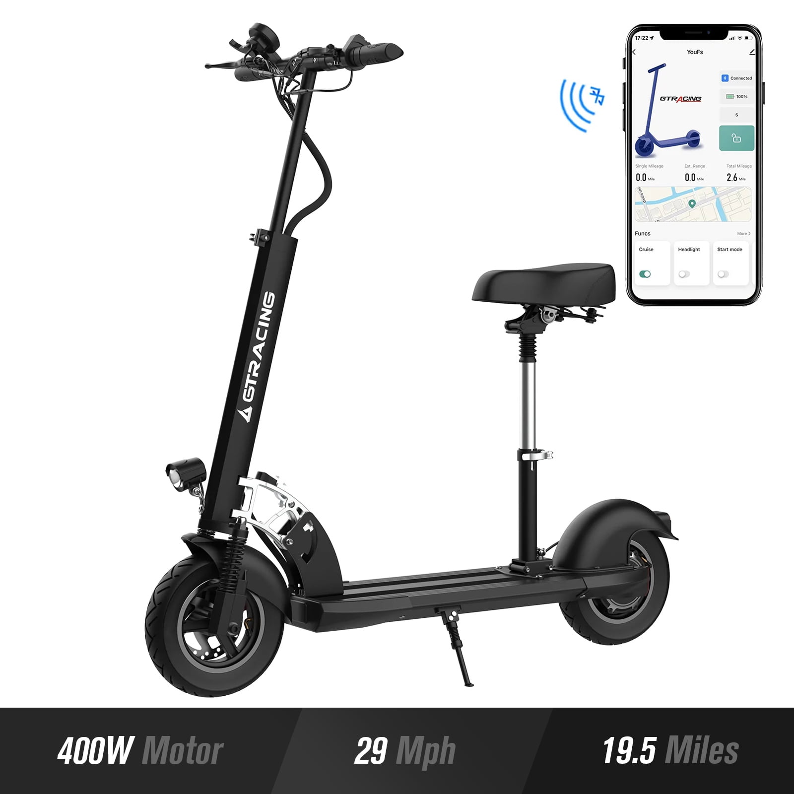 GTRACING Electric Scooter for Adults 400W up to 29Mph&19.5 Miles Range  Foldable Lightweight, X8