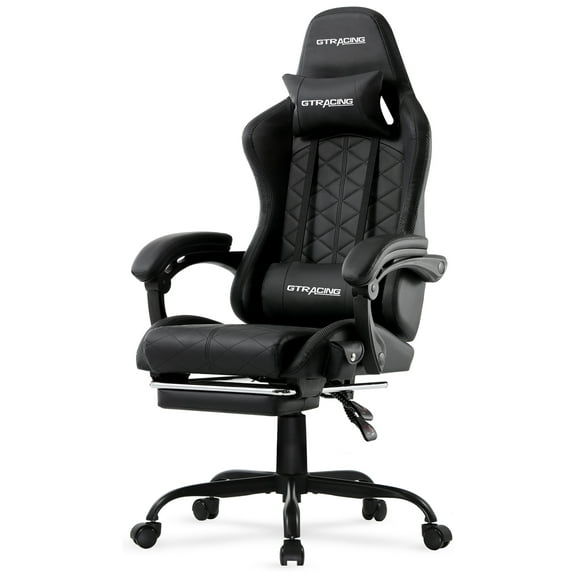 GTRACING GTW-100 Reclining Gaming Chair with Bluetooth, Adjustable Pillows and Footrest, Black