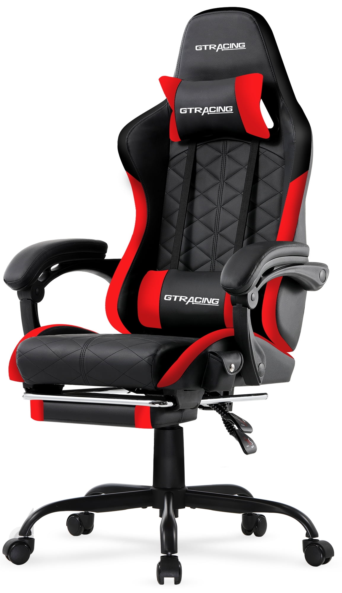 GTRACING GTW-100 Reclining Gaming Chair with Bluetooth, Adjustable Pillows and Footrest, Red