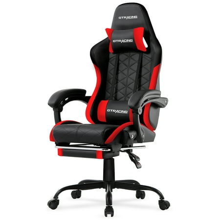 GTRACING GTW-100 Reclining Gaming Chair with Bluetooth, Adjustable Pillows and Footrest, Red