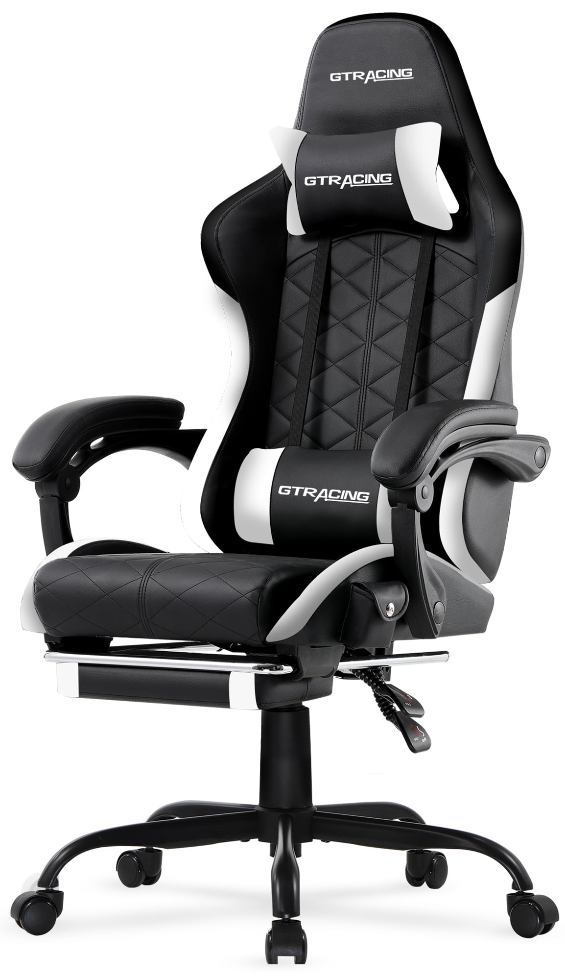 GTRACING GTW 100 Reclining Gaming Chair with Bluetooth Adjustable Pillows and Footrest Black