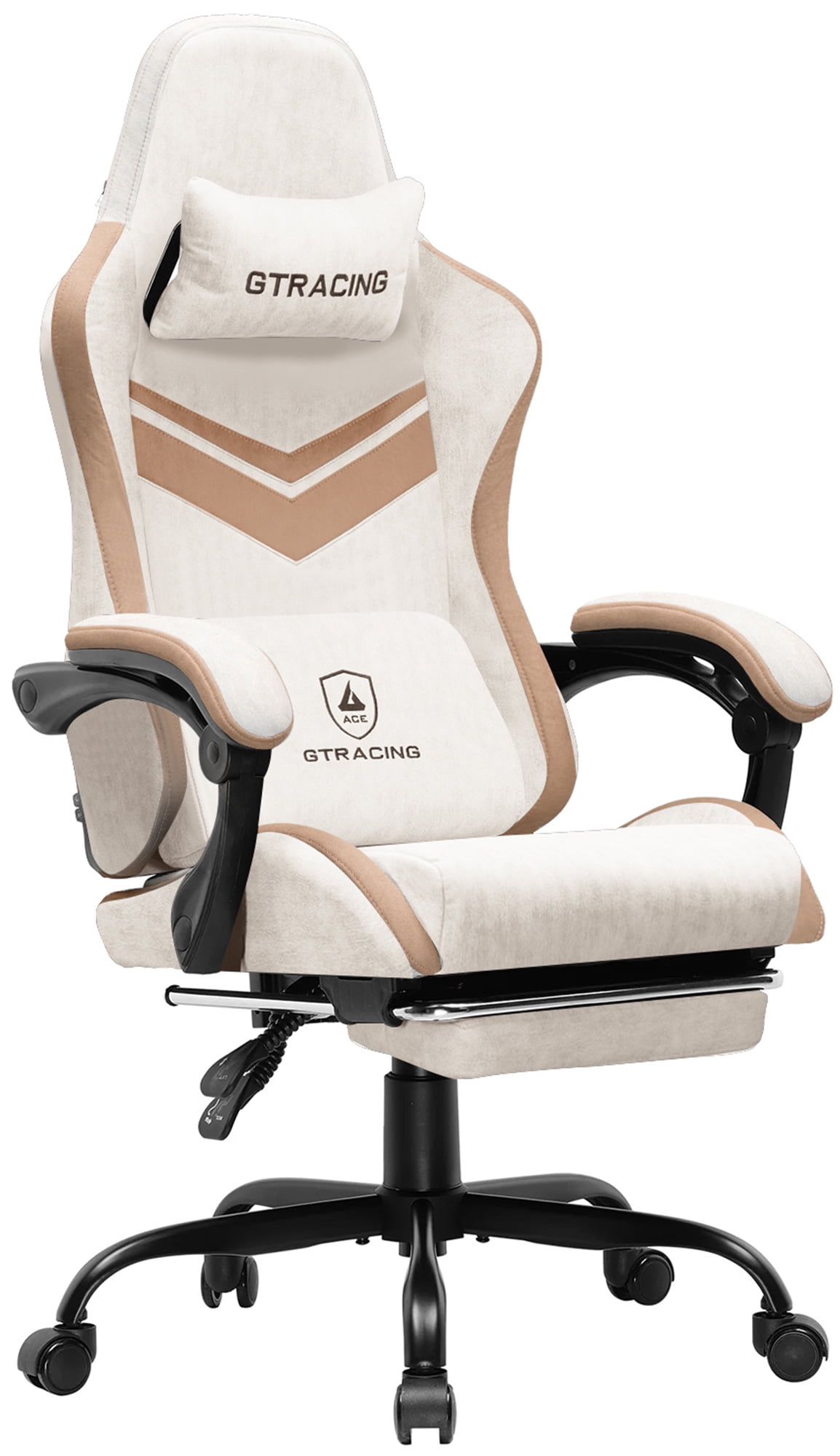 GTRACING GTWD 200 Gaming Chair with Footrest Height Adjustable Office Swivel Reclining White