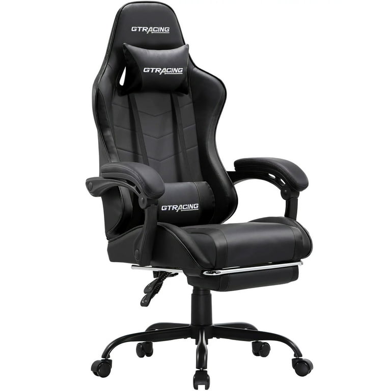 GTRACING GTWD 200 Gaming Chair with Footrest Height Adjustable Office Swivel Recliner Black