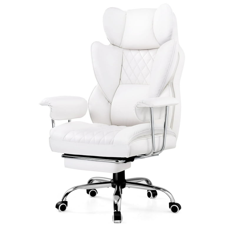 GTRACING High Back Lumbar Support and Height Adjustment Gaming Desk Chair White