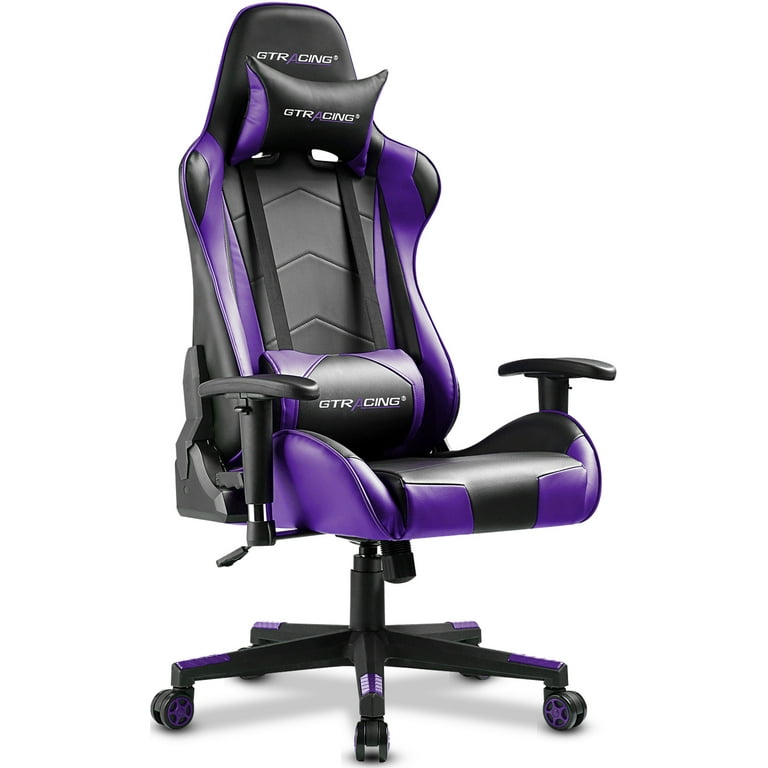 GTRACING Gaming Chair Office Chair PU Leather with Adjustable Headrest and Lumbar Pillow Purple Walmart