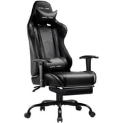 GTPLAYER Gaming Chair Office Chair Fabric with Footrest & Adjustable Headrest, Black
