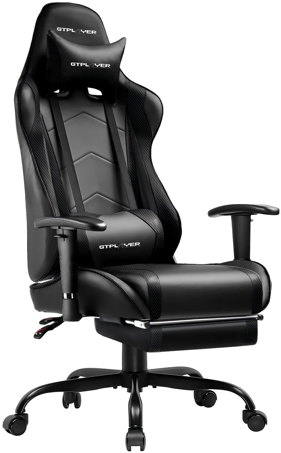 【人気商品】GTRACING ゲーミングェア PUレザー　GTBEE-BLACK GTPLAYER Gaming Chair Fabric with Footrest and Adjustable Headrest