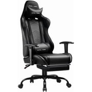 GTPLAYER Gaming Chair Office Chair Fabric with Footrest & Adjustable Headrest, Black