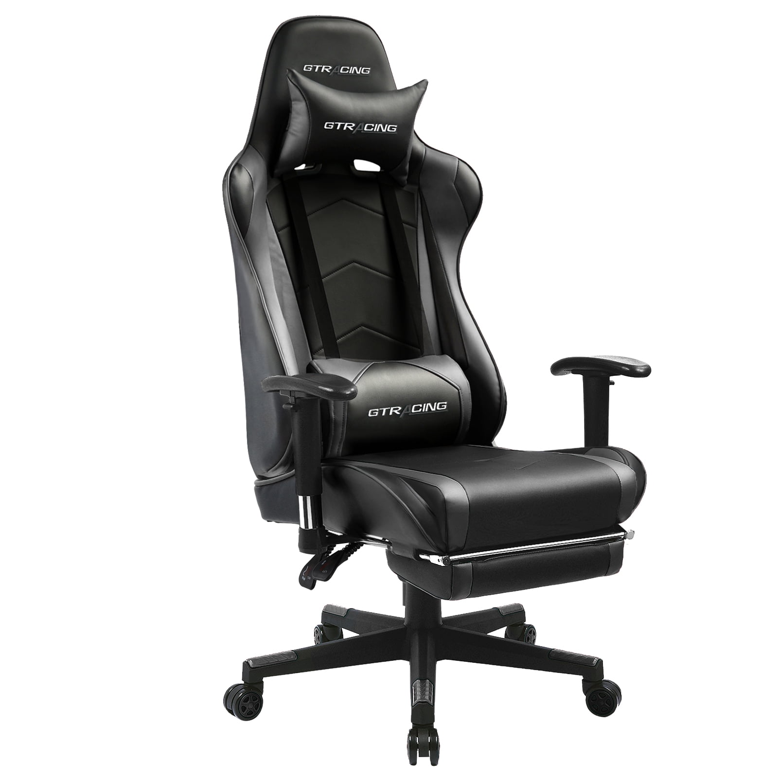 GTRACING Gaming Chair Office Chair PU Leather with Footrest & Adjustable Headrest for Adults and Kids, Black