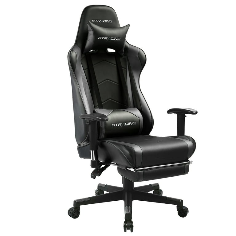 GTRACING Ergonomic Gaming Chair with Adjustable Headrest & Footrest, PU  Leather Office Chair, Black - Walmart.com