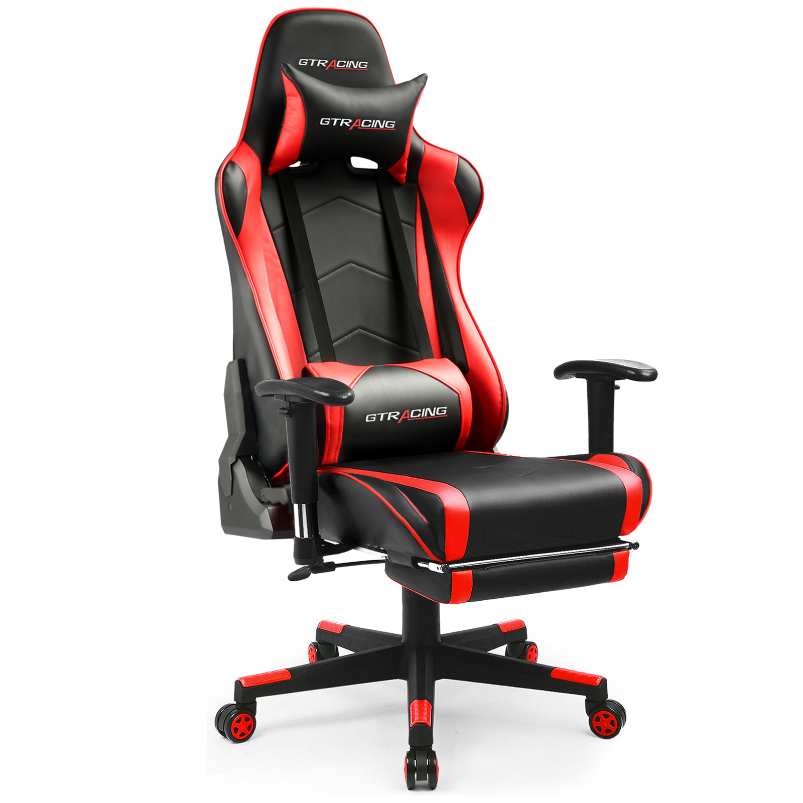 GTRACING Gaming Chair Office Chair PU Leather with Footrest & Adjustable Headrest, Red - image 1 of 6