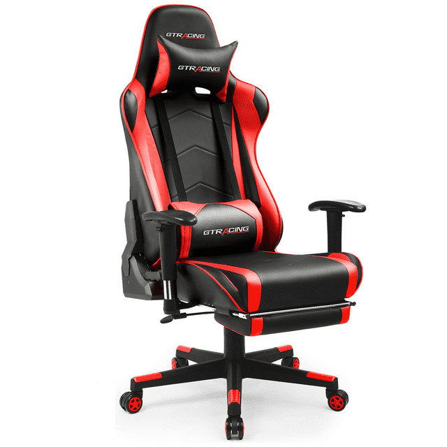 GTRACING PU Leather Gaming/Office Chair with Footrest & Adjustable Headrest