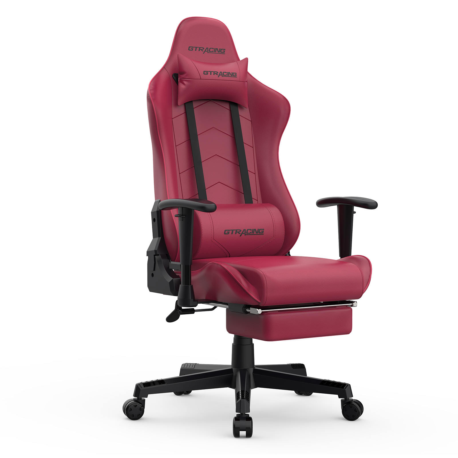 GTRACING Gaming Chair with Footrest Ergonomic Reclining Leather Chair, Dark Red - image 1 of 6