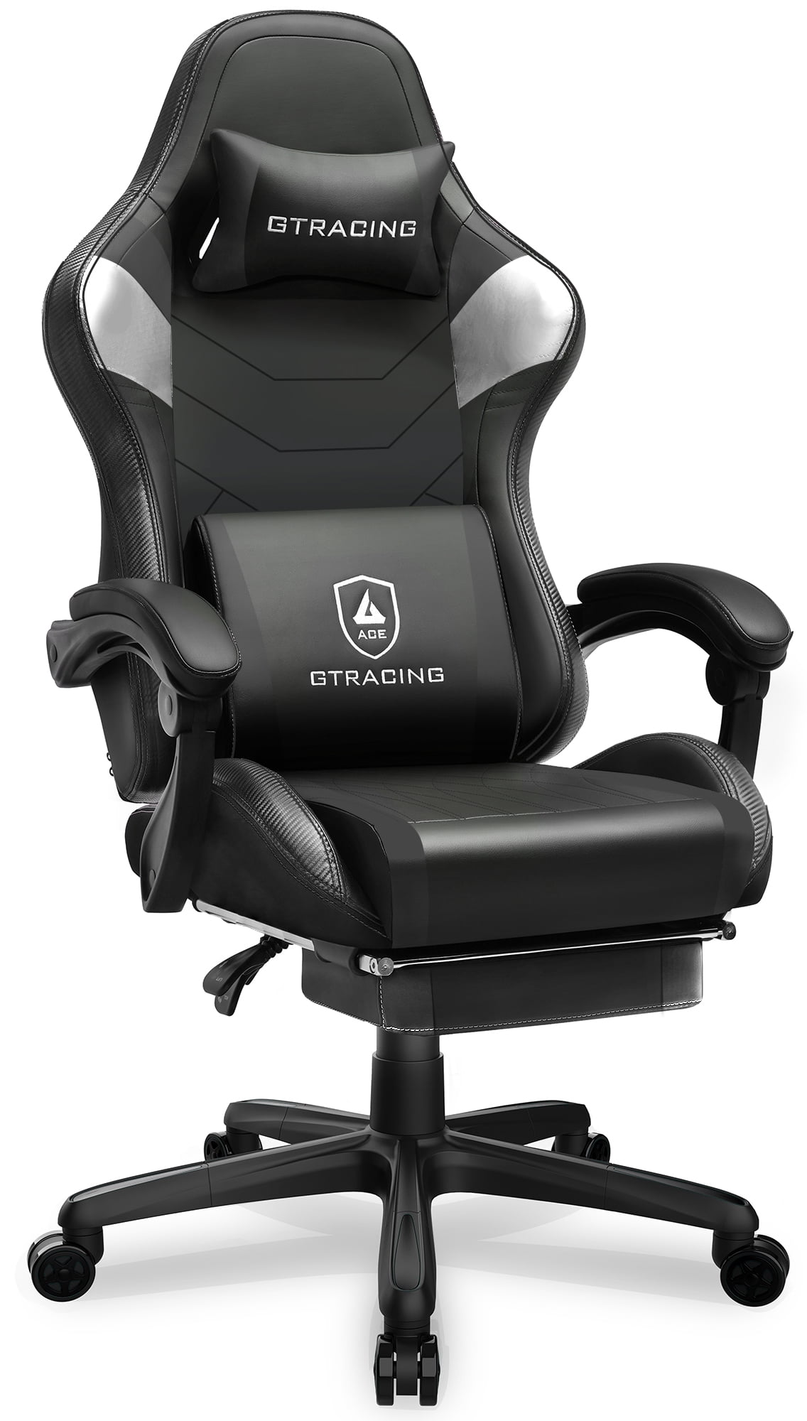 GTRACING Gaming Chair with Footrest Ergonomic Reclining Office Chair Swivel Rocker Black Walmart