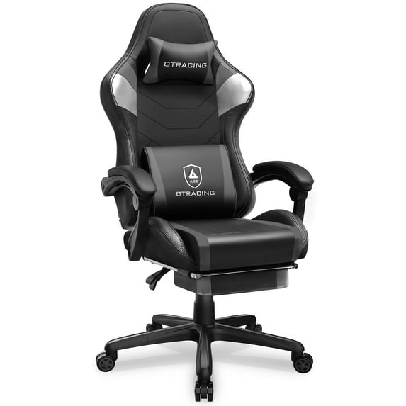 GTRACING Gaming Chair with Footrest Ergonomic Reclining Office Chair Swivel Rocker, Red