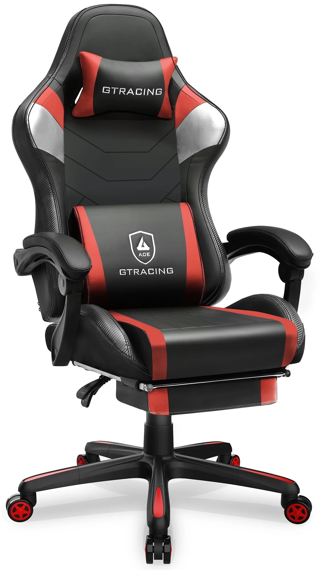 GTRACING Gaming Chair Office Chair PU Leather with Footrest Adjustable Headrest for Adults and Kids Red Walmart