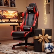 GTPLAYER Gaming Chair with Footrest Ergonomic Reclining Office Chair Swivel Rocker, Red