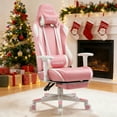thumbnail image 1 of GTRACING Gaming Chair with Footrest PU Leather Office Chair with Adjustable Headrest, Pink, 1 of 8