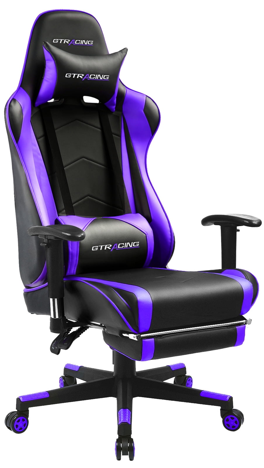GTRACING Gaming Chair with Footrest PU Leather Office Chair with Adjustable Headrest Purple Shop 2024 Deals Walmart