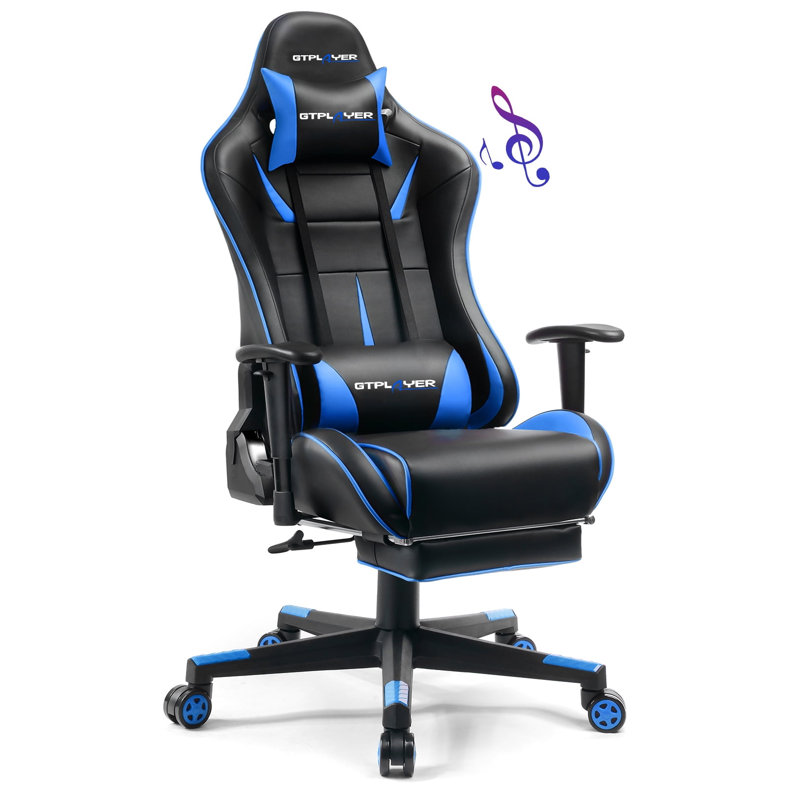 GTRACING Music Gaming Chair with Footrest Ergonomic Reclining PU ...