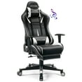 thumbnail image 1 of GTRACING Music Gaming Chair with Footrest Ergonomic Reclining PU Leather Office Chair, White, 1 of 8