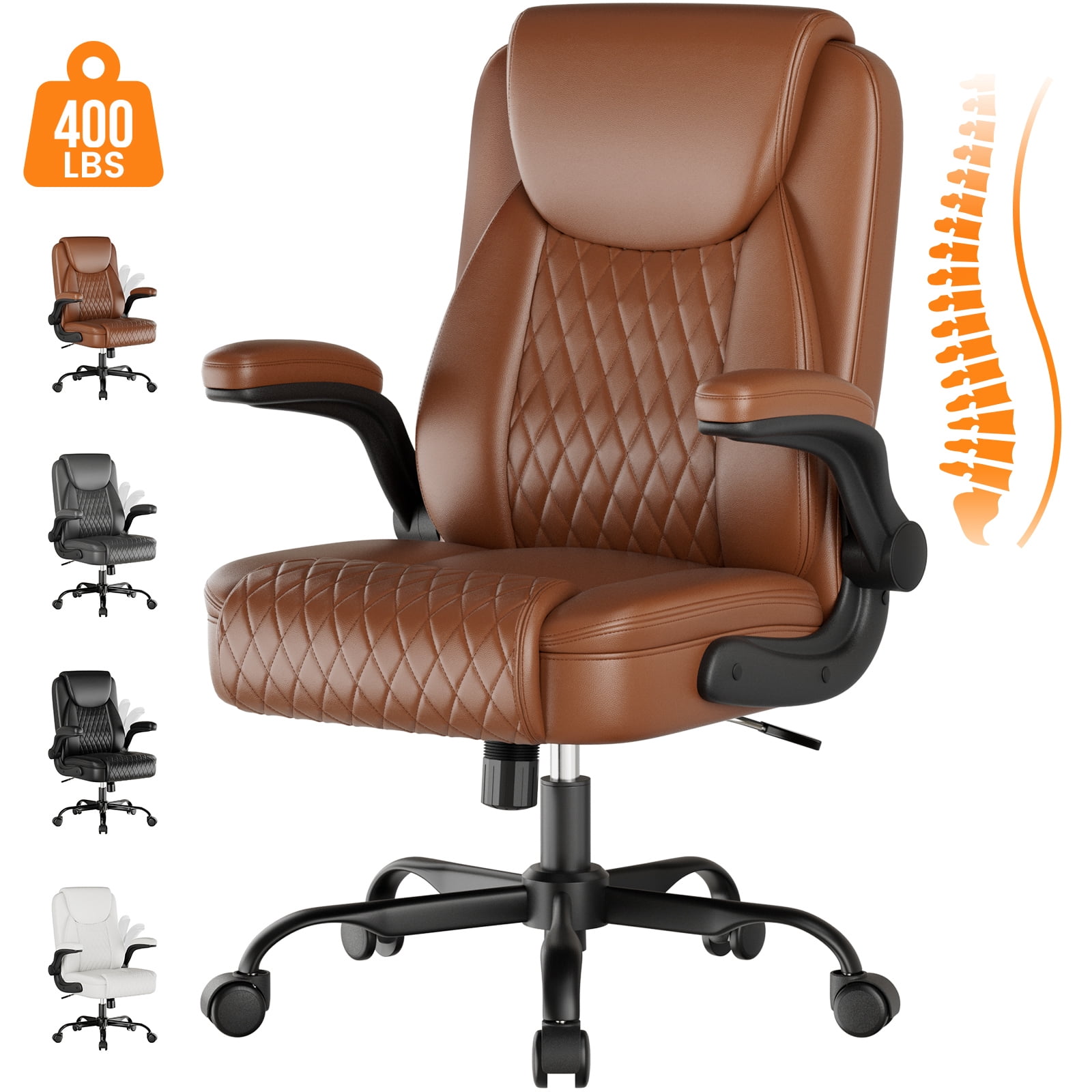 GTRACING Office Chair, 400LBS Big and Tall Home Office Chair Wide Seat Ergonomic Computer Desk Chair with Flip-up Arms, Brown - Walmart.com
