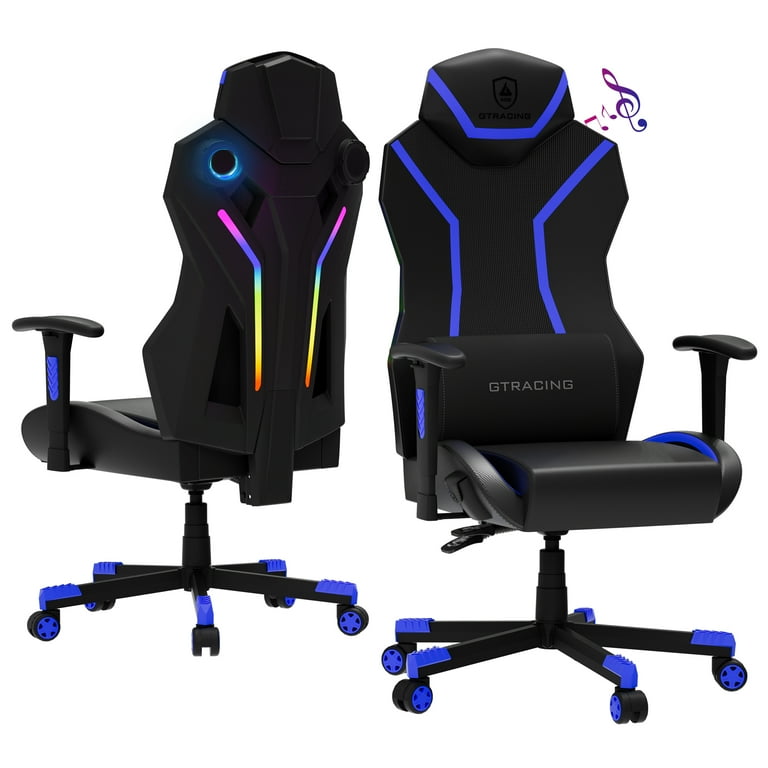 GTRACING LUFT 600 Gaming Chair with Bluetooth Speakers and LED Lighting Blue Walmart