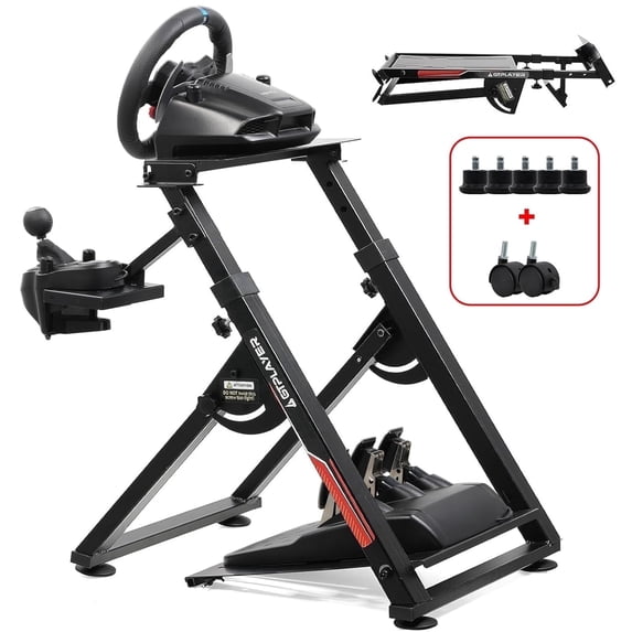 GTPLAYER Simulator Racing Wheel Stand for Logitech & Thrustmaster, Pedals NOT Included ,Black