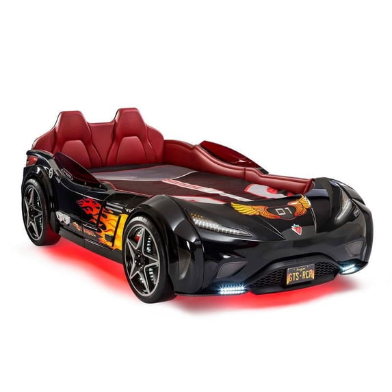 GTS White Twin Race Car Bed in Multiple Colors