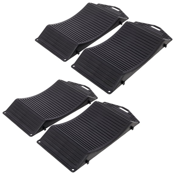 GTSABWAY 4 Pack 17.3"x7.8" Anti-Slip Interlocking Hard Plastic Tire Saver Ramps to Prevent Flat Spots for RV Camper Car Garage Storage, Black