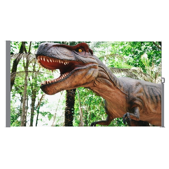 GTSABWAY 71"x138" UV Printed Retractable PVC Mesh Side Awning Patio Privacy Screen with UPF50+ Sun Shade Windbreak for Garden Balcony Deck, Dinosaur Pattern