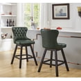 thumbnail image 1 of GTU Furniture 29-Inch Upholstered Bar Stools Set of 2, Swivel Bar Stools with Backs, Solid Rubber Wood Legs and Padded Seat & Back, Modern Upholstered Bar Chairs with Faux Leather (Green), 1 of 8