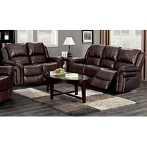 GTU Furniture 2Pc Brown Leather Reclining Sofa & Loveseat Set