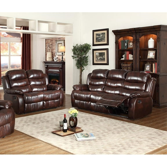 GTU Furniture 3 Piece Traditional Reclining Sofa Living Room Set, Black