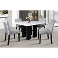 thumbnail image 1 of GTU Furniture 5Pc Dinning Square Table with Faux Marble Top and 4 Upholstered Grey Chairs Dining Room Set, 1 of 4