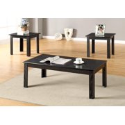 GTU Furniture Black/Oak Finish Wood Coffee Table & 2 End Tables Occasional Set