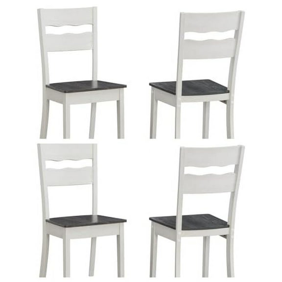 GTU Furniture Country Wood Two Tone Dining Side Chairs, White (Set of 4)