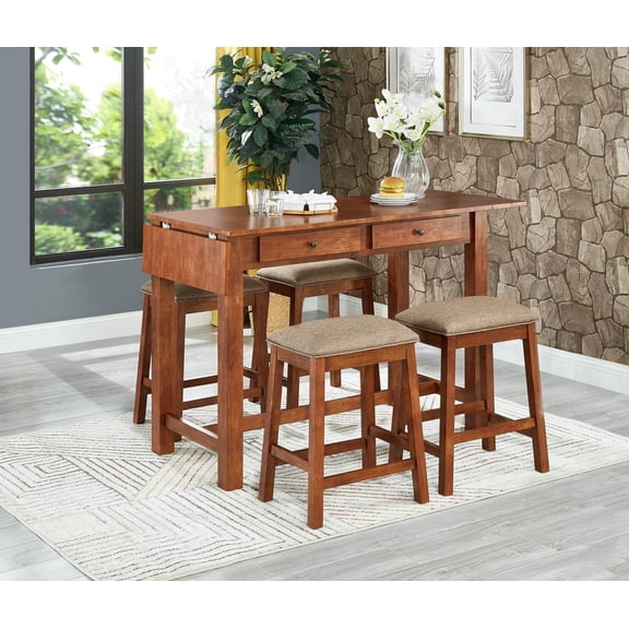 GTU Furniture Elegant High Top Kitchen Dining Room Bar Set/Barstool (1xTable+4xBarstools)