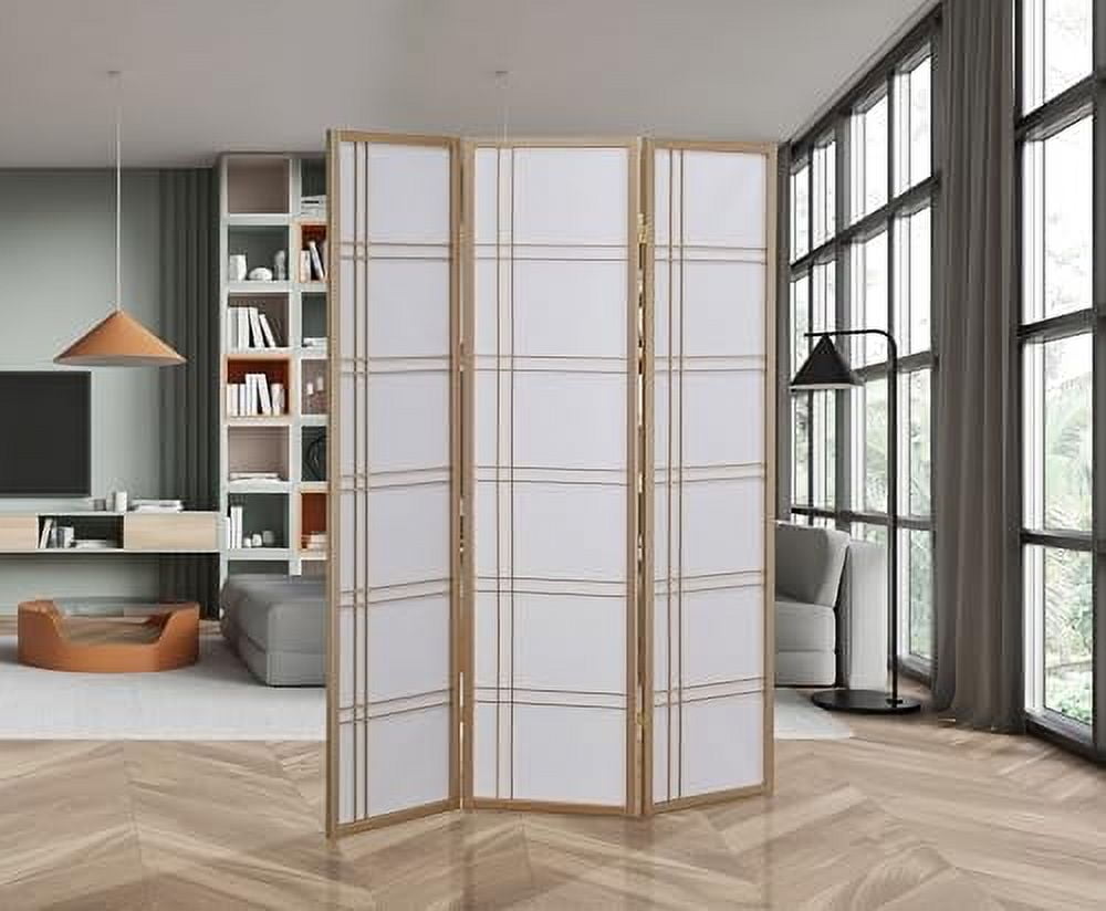 Japanese Asian Style 3-Panel Room Divider Shoji Screen in White main image 1