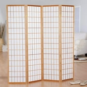 GTU Furniture Japanese Style 4 Panels Wood Shoji Room Divider Screen Oriental for Home/Office