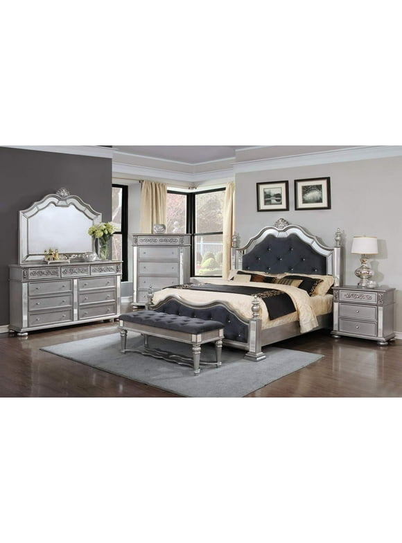 GTU Furniture Kenton Panel Wooden 5Pc Queen Bedroom Set