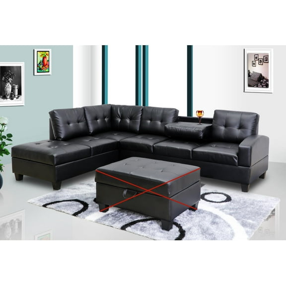 GTU Furniture Pu Leather Living Room Irreversible Living Room Sectional Sofa Set